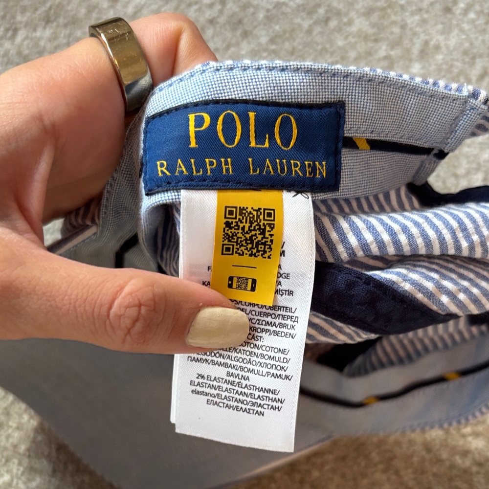 Polo by Ralph Lauren Blue and White Seersucker Hat - Picture 3 of 4